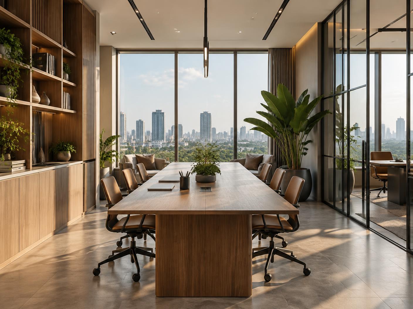 Ruang kerja modern dengan material kayu